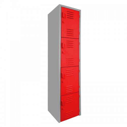 Locker metálico dual grande - 4 puertas rojo